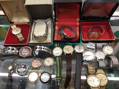 Lot 1157 - Group of vintage wristwatches including Zenith, Oris, Ingersoll, Accurist silver marcasite cocktail watch and others