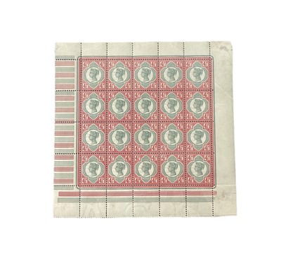 Lot 1476 - Stamps G.B. 1892 Queen Victoria 4½d in a quarter sheet pane of 20 mainly u/m but faults