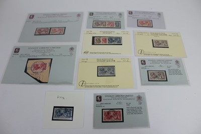 Lot 1480 - Stamps G.B. selection of used seahorses including 8G 416 (x 4), 413A, 417, 450-452 (2 sets) plus 451 used and SG 415 Bradbury 2/6d m/m