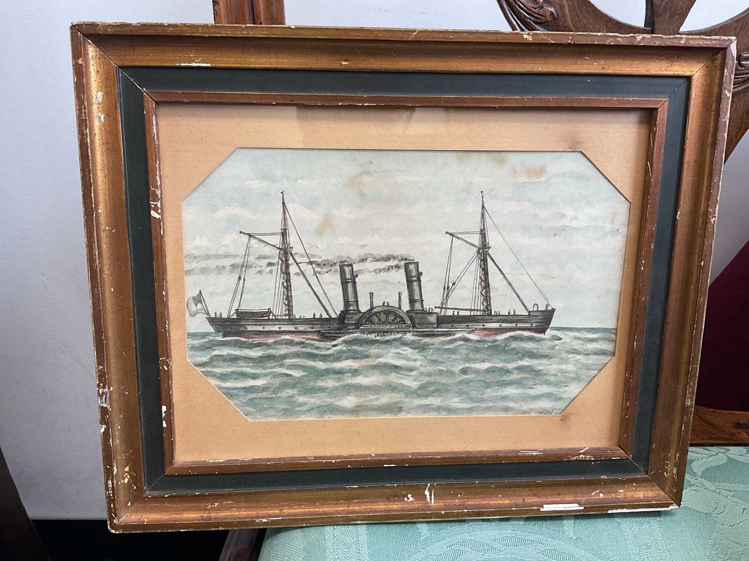 Lot 643 - Watercolour study of a Paddle steamer, the Robert E Lee, in glazed frame.