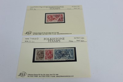 Lot 1482 - Stamps G.B. seahorse overprints Ireland SG 17-21 1922 2/6- 10/- used examples plus Morocco Agencies SG 74 5/- used copy (4)