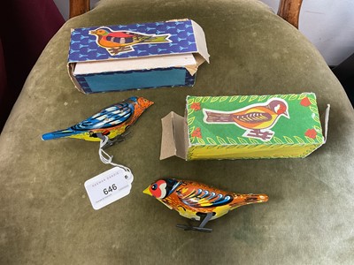 Lot 646 - Two Soviet tin plate birds in original boxes