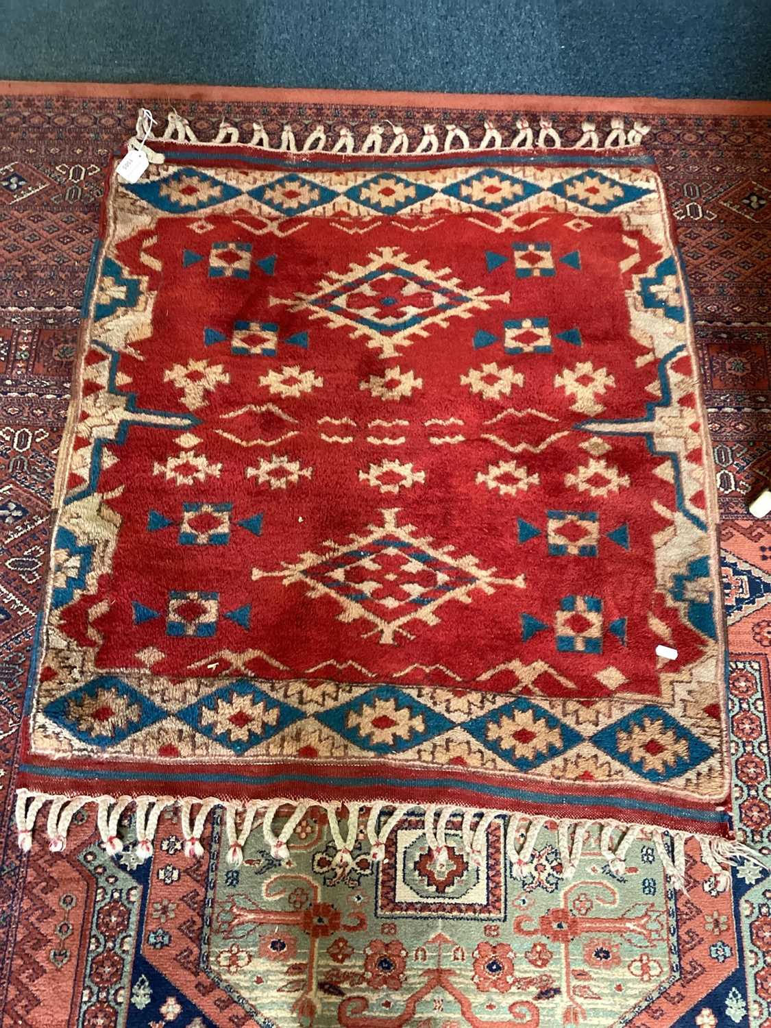 Lot 1505 Eastern rug on red, blue and brown ground,