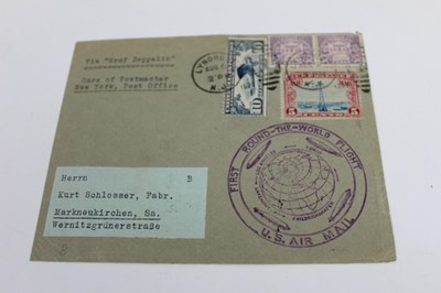 Lot 1486 - Stamps two albums of Graf Zeppelin postcards, covers, 1st flight envelopes, registered covers, plus aviation covers, shipping covers, including registered cover carried on LZ127 1st South American...