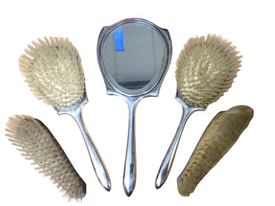Lot 78 - 1940s silver five piece dressing table set to include a hand mirror and four brushes