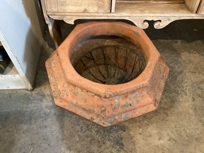 Lot 1513 - Terracotta planter together with a square chimney pot