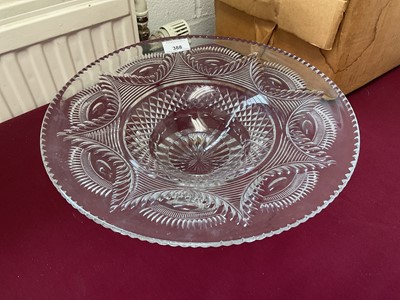 Lot 388 - Good quality cut glass bowl, together with a 1930's marbled glass ceiling light (2)