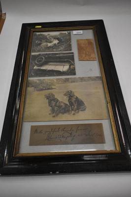 Lot 2170 - Early motoring interest- 1920s photographs, newspaper cutting and related ephemera relating to a car crash, mounted in a glazed frame.