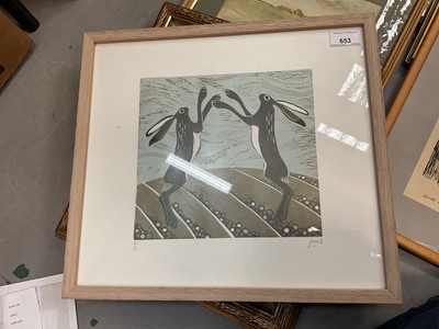 Lot 653 - Julie Orpen, contemporary limited edition print of boxing hares