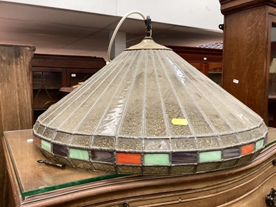 Lot 1523 - Good ceiling light with leaded and coloured decoration