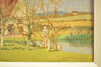 Lot 1165 - Lynton Lamb (1907-1977) oil on canvas - Mayes Farm, Sandon, Essex, signed and dated '55, 63cm x 76cm, framed