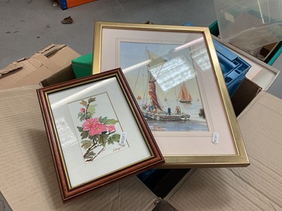 Lot 610 - Lanyu Wang - Kemp watercolour of boats and another of wild roses (2)
