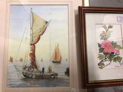 Lot 389 - Lanyu Wang - Kemp watercolour of boats and another of wild roses (2)