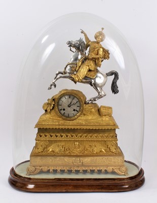 Lot 1093 - 19th century French clock under glass dome