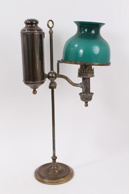 Lot 855 - Late 19th century brass paraffin desk lamp