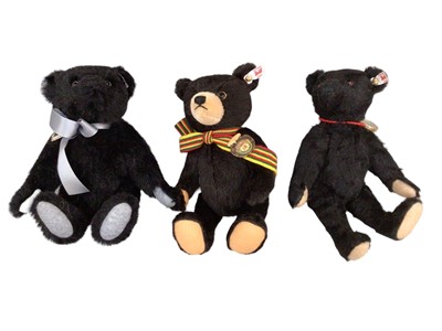 Lot 1826 - Steiff Marmite bear no.691003, Victoria Penny Black no.690846 and Coin Bear no.690518, Deans bear Elmer and Purcell large bear by Asquith.