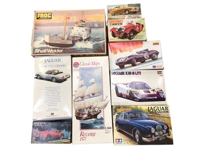 Lot 1831 - Jaguar, aircraft, shipping, model construction kits.