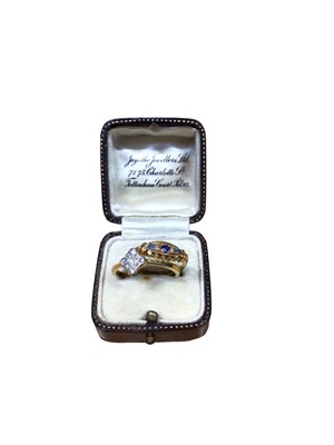 Lot 109 - Early 20th century 18ct gold sapphire and diamond five stone ring in 18ct gold setting (Birmingham 1915) together with a 1930s 18ct gold and diamond cluster ring (2)