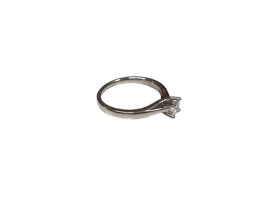 Lot 137 - Diamond single stone ring with a princess cut diamond weighing 0.30cts in four claw 18ct white gold setting