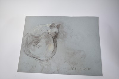 Lot 1110 - Joseph Plaskett (1918-2014) group of eight pastels on paper, cat studies, approximately 66cm x 52cm and smaller, unframed (8)