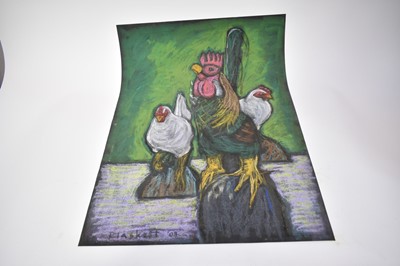 Lot 1113 - Joseph Plaskett (1918-2014) group of three pastels on paper, Still Life Chickens, signed, 55cm x 76cm and smaller, unframed (3)