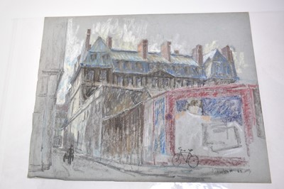 Lot 1119 - Joseph Plaskett (1918-2014) group of nine pastels on paper, Parisian Cityscapes, signed, approximately 50cm x 65cm and smaller, unframed (9)