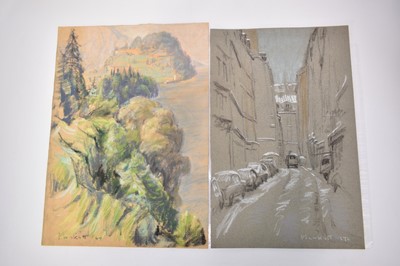 Lot 1128 - Joseph Plaskett (1918-2014) group of nine pastels on paper, Parisian Landscapes , signed, approximately 50cm x 32cm