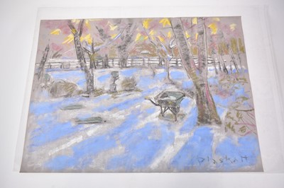 Lot 1130 - Joseph Plaskett (1918-2014) group of seven pastels on paper, assorted subjects, signed, approximately 54cm x 74cm and smaller