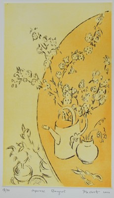 Lot 1131 - Joseph Plaskett (1918-2014) signed etching - Japanese Bouquet, dated 2000, 17/80, 27cm x 16cm, unframed