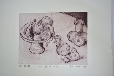 Lot 1132 - Joseph Plaskett (1918-2014) signed etching - Still Life with Garlic, dated 1999, III/XX , 16cm x 20cm, unframed