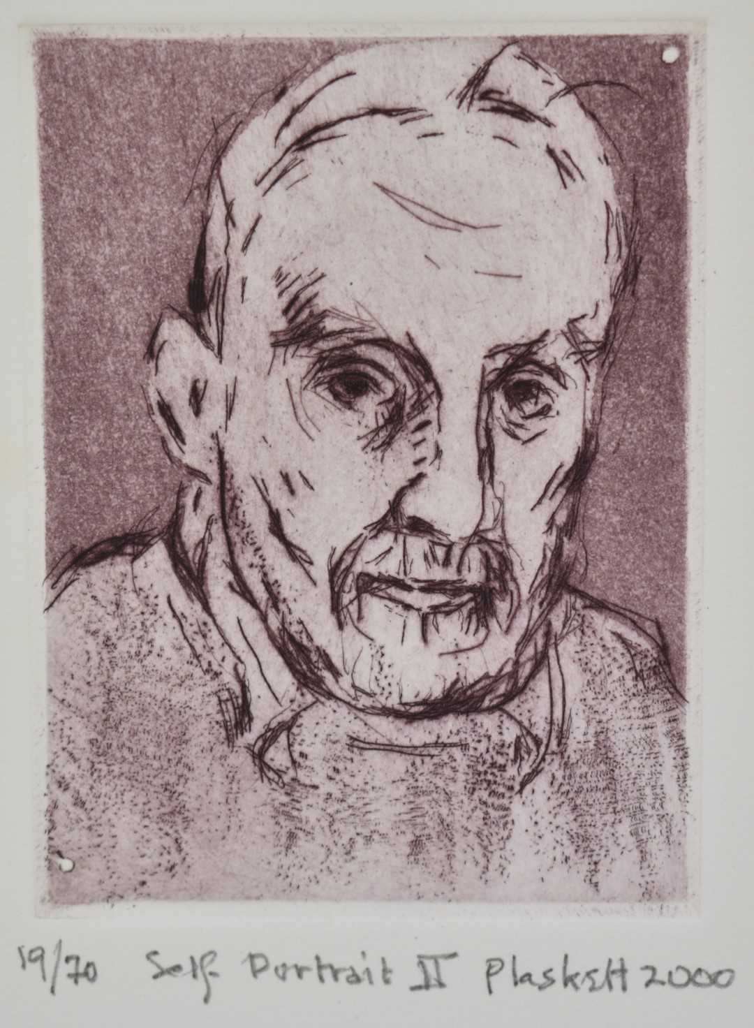 Lot 1133 - Joseph Plaskett (1918-2014) signed etching an aquatint - Self Portrait II, dated 2000, 19/70, 8cm x 6cm, together with another signed self portrait etching (2)