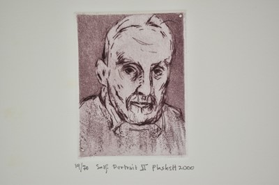 Lot 1133 - Joseph Plaskett (1918-2014) signed etching an aquatint - Self Portrait II, dated 2000, 19/70, 8cm x 6cm, together with another signed self portrait etching (2)