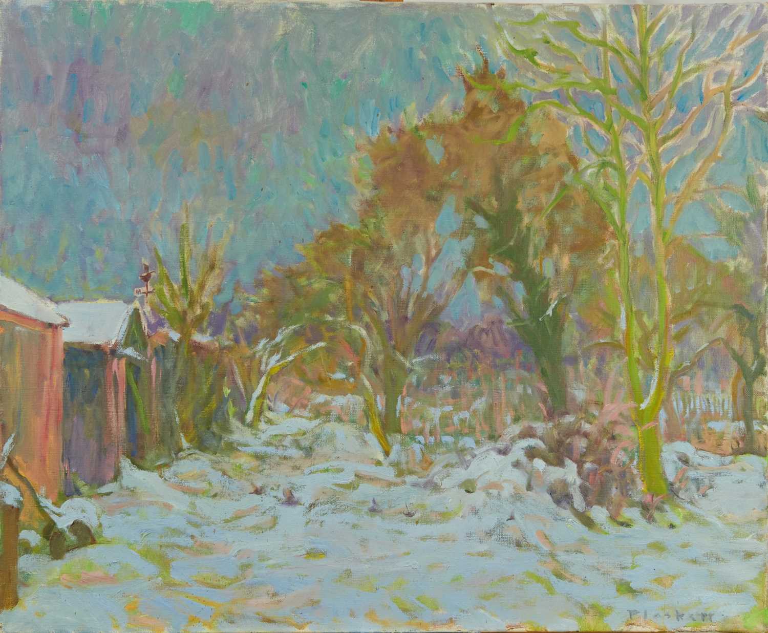 Lot 1146 - Joseph Plaskett (1918-2014) oil on canvas - The Cedars in Snow, signed, 60cm x 73cm, unframed