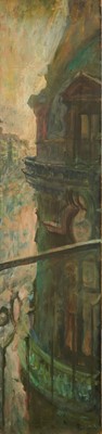 Lot 1148 - Joseph Plaskett (1918-2014) oil on board - View from the Studio, Rue Pecquay, Paris, 122cm x 29cm, unframed