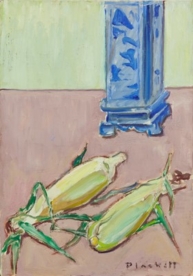 Lot 1149 - Joseph Plaskett (1918-2014) oil on canvas - Still Life, Corn Cobs, signed, 55cm x 39cm, unframed