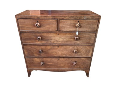 Lot 9 - Regency mahogany chest of two short over three long drawers on bracket feet, 107w x 48d x 106h