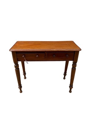 Lot 11 - Victorian mahogany side table, with two drawers on turned supports 90w x 40d x 76h