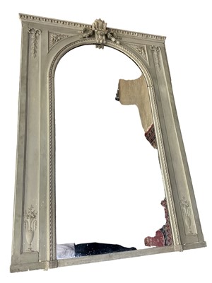 Lot 1442 - Very large 19th century and later painted overmantel mirror