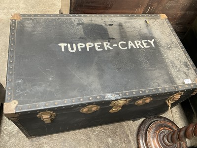 Lot 57 - Three early 20th century military tin trunks, together with two ther later trunks (5)