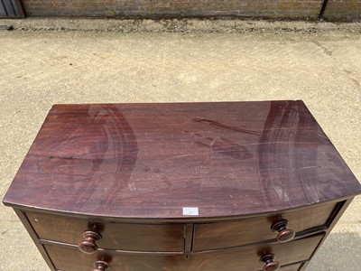 Lot 53 - Victorian bow front chest of two short and three long graduated drawers, 97cm wide, 52cm deep, 108cm high