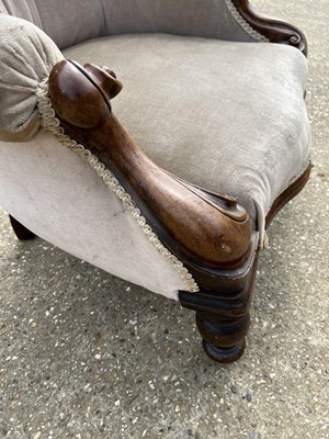 Lot 68 - Victorian mahogany framed buttoned back easy chair on turned legs
