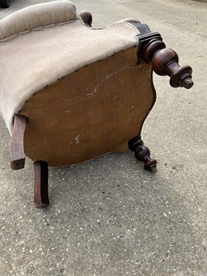 Lot 68 - Victorian mahogany framed buttoned back easy chair on turned legs