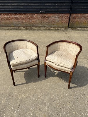 Lot 38 - Pair of Edwardian mahogany and lined tub chairs