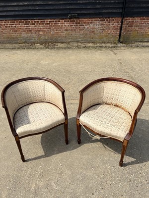 Lot 38 - Pair of Edwardian mahogany and lined tub chairs