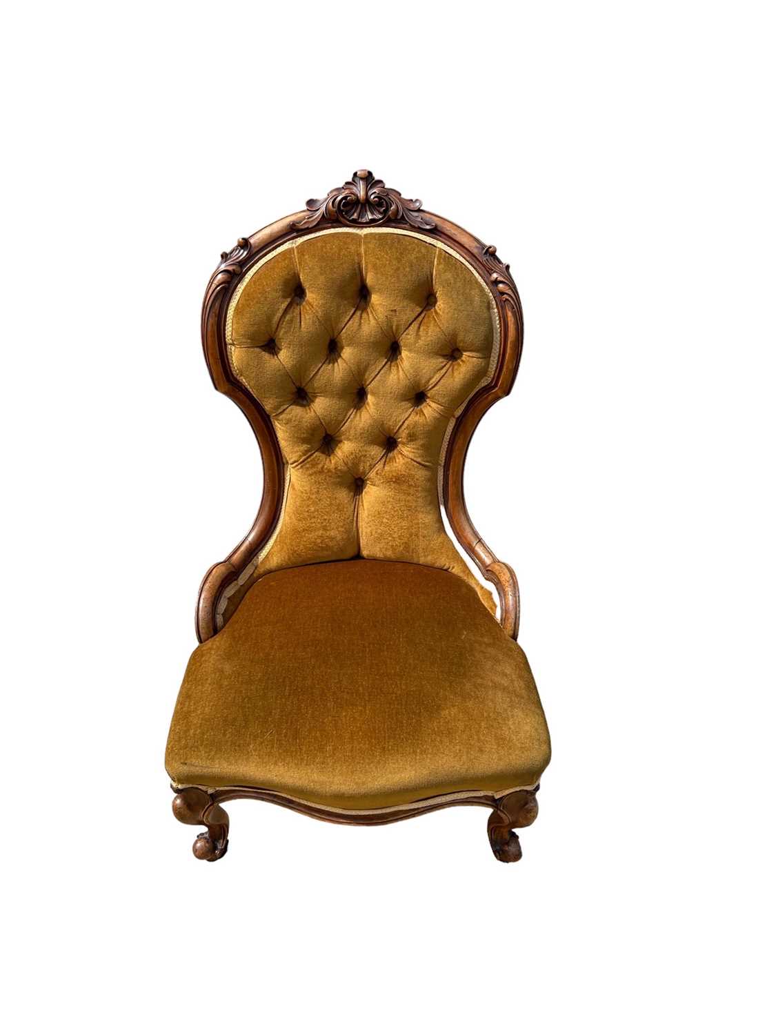 Lot 48 - Victorian walnut button back upholstered easy chair