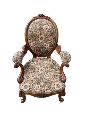 Lot 49 - Victorian walnut open armchair