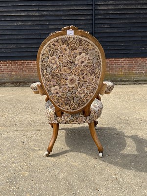Lot 49 - Victorian walnut open armchair