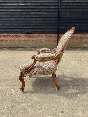 Lot 49 - Victorian walnut open armchair