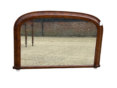 Lot 51 - Victorian walnut arched overmantel mirror, 65 x 102cm