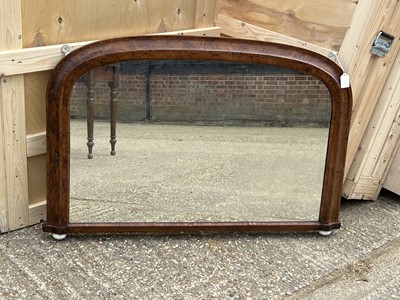 Lot 51 - Victorian walnut arched overmantel mirror, 65 x 102cm